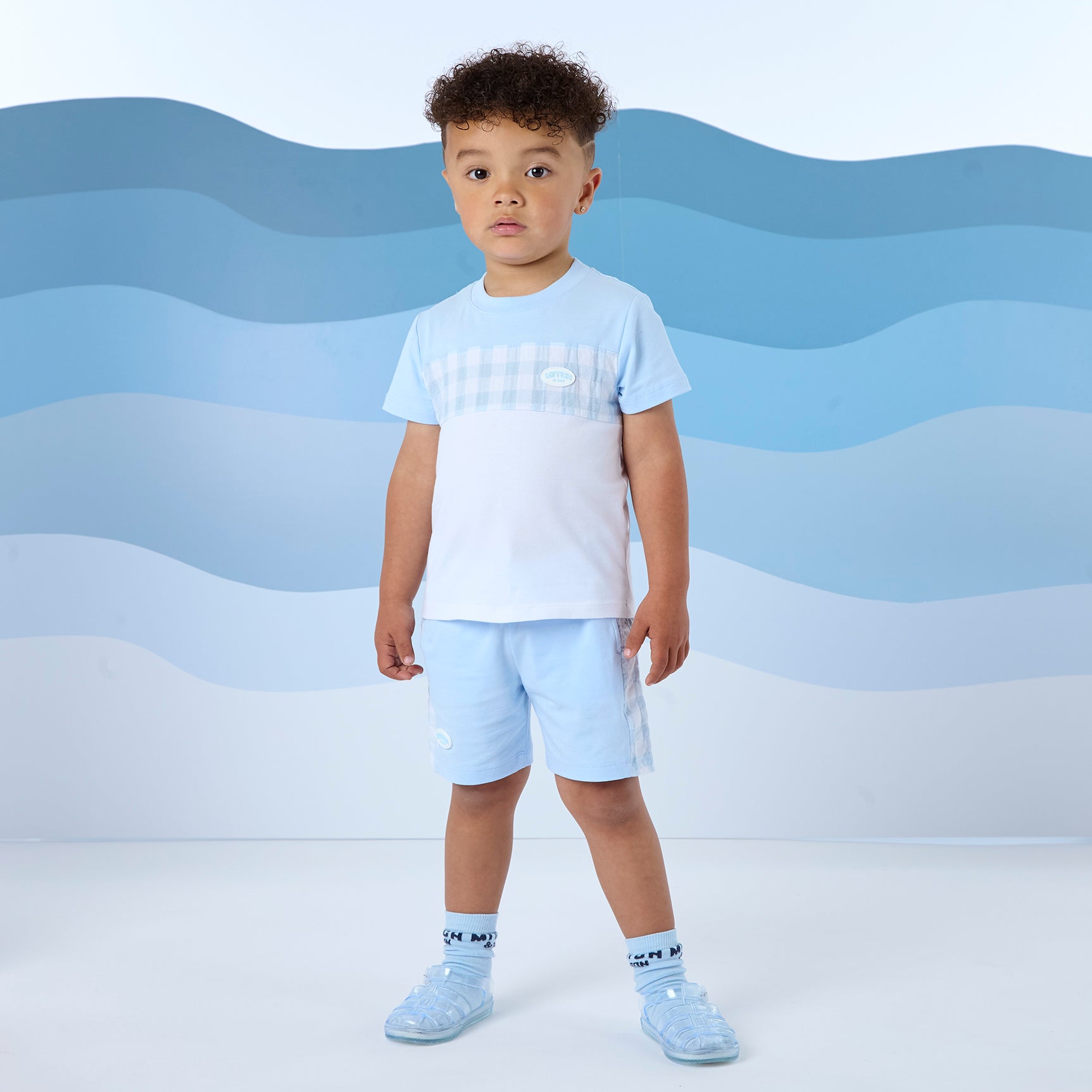 MITCH & SON - Francisco Beyond Blue Gingham Soft Short Set - Sky Blue