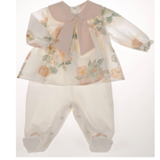 BARCELLINO - Floral Babygrow, Bib & Blanket - Peach