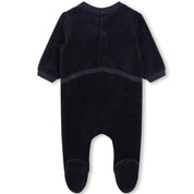 HUGO BOSS - Velour Babygrow -  Navy