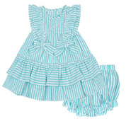 LITTLE A - Kourtney Little Fish Seersucker Dress - Aruba Blue