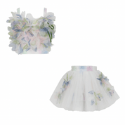 Daga - Pastel Bloom Embellished Tutu Skirt Set - White