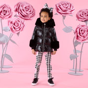 A DEE - Winter Bloom Avery Short Fur Trim Jacket - Black
