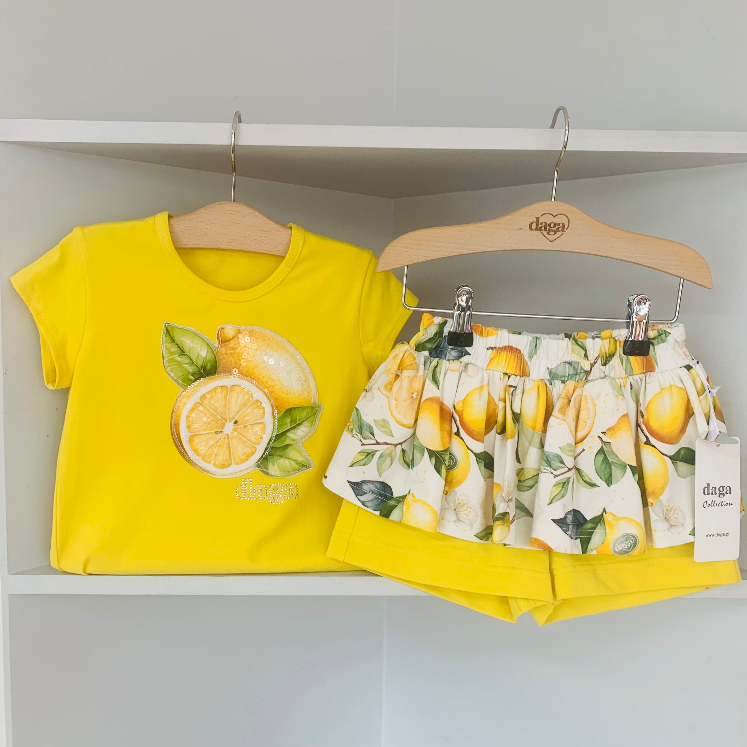 Daga - Sunny Lemons Print Skort Set - Yellow