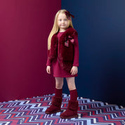 A DEE - Chevron Charm Anna Fur Gilet - Deep Cherry