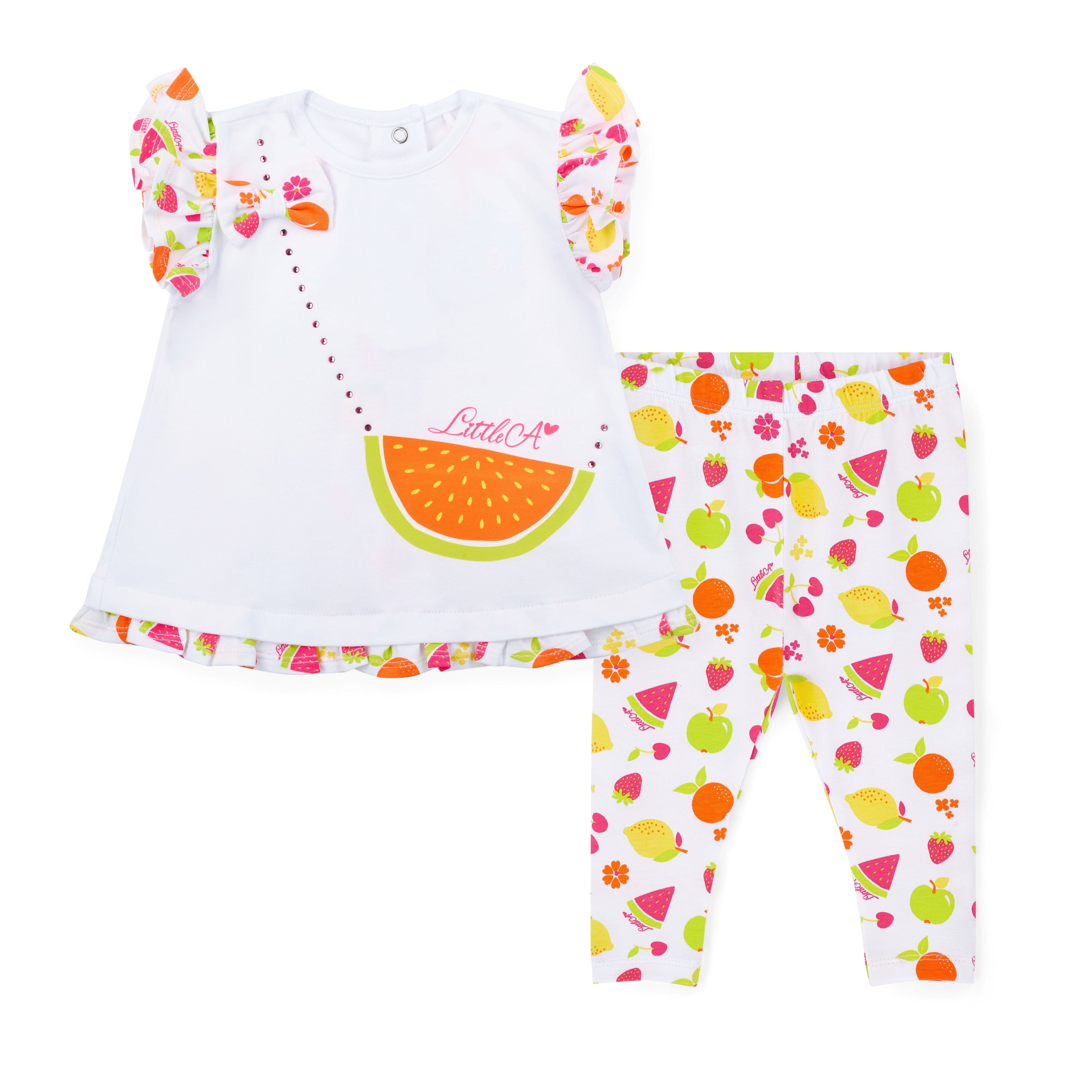 LITTLE A - Cutie Frutti Palmer Legging Set - White