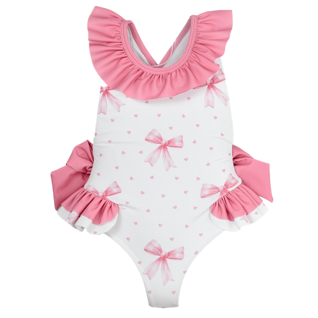 MEIA PATA -  Bows Print Barbados Swimsuit - Pink