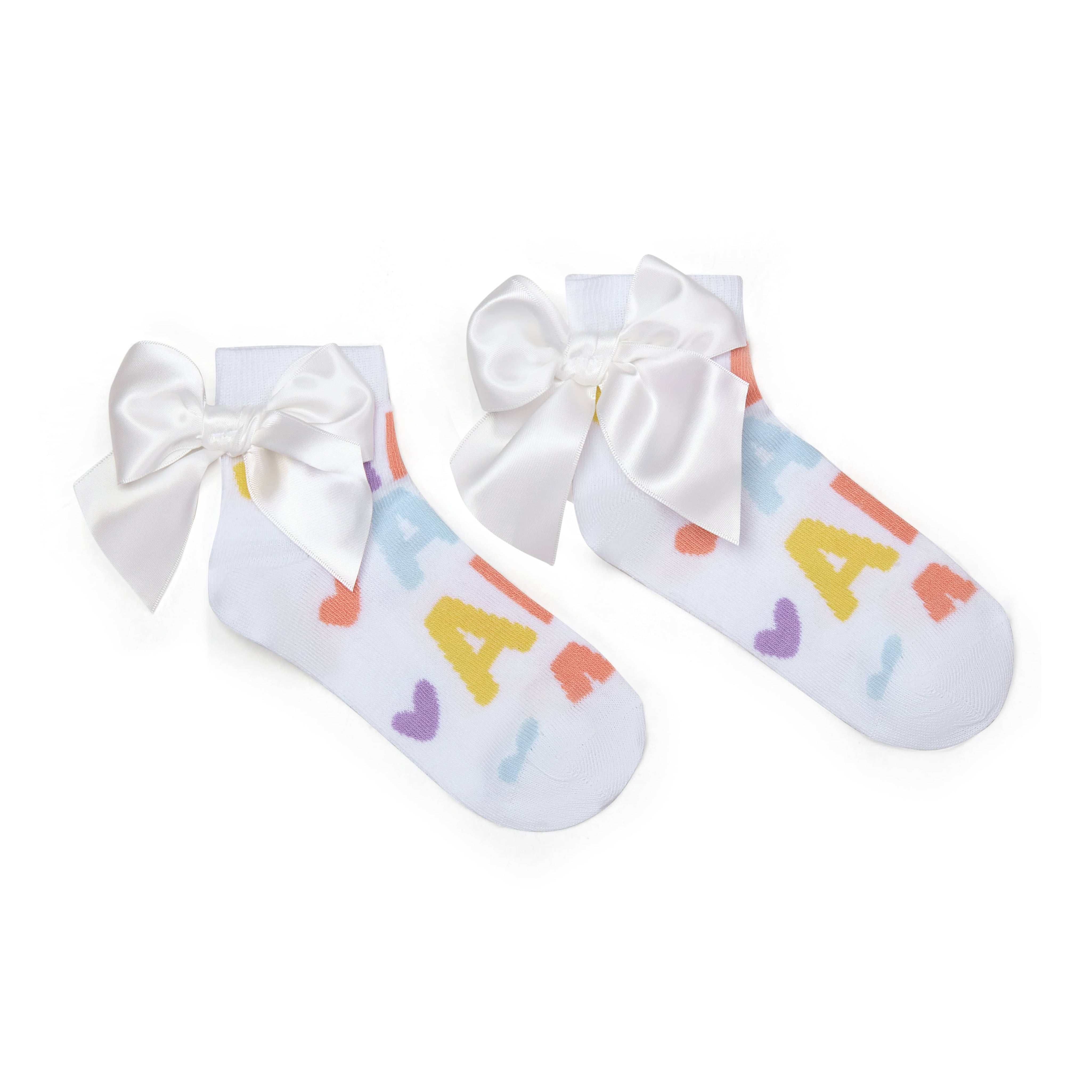 A Dee - Sasha Signature Summer Initial Print Ankle Socks - White