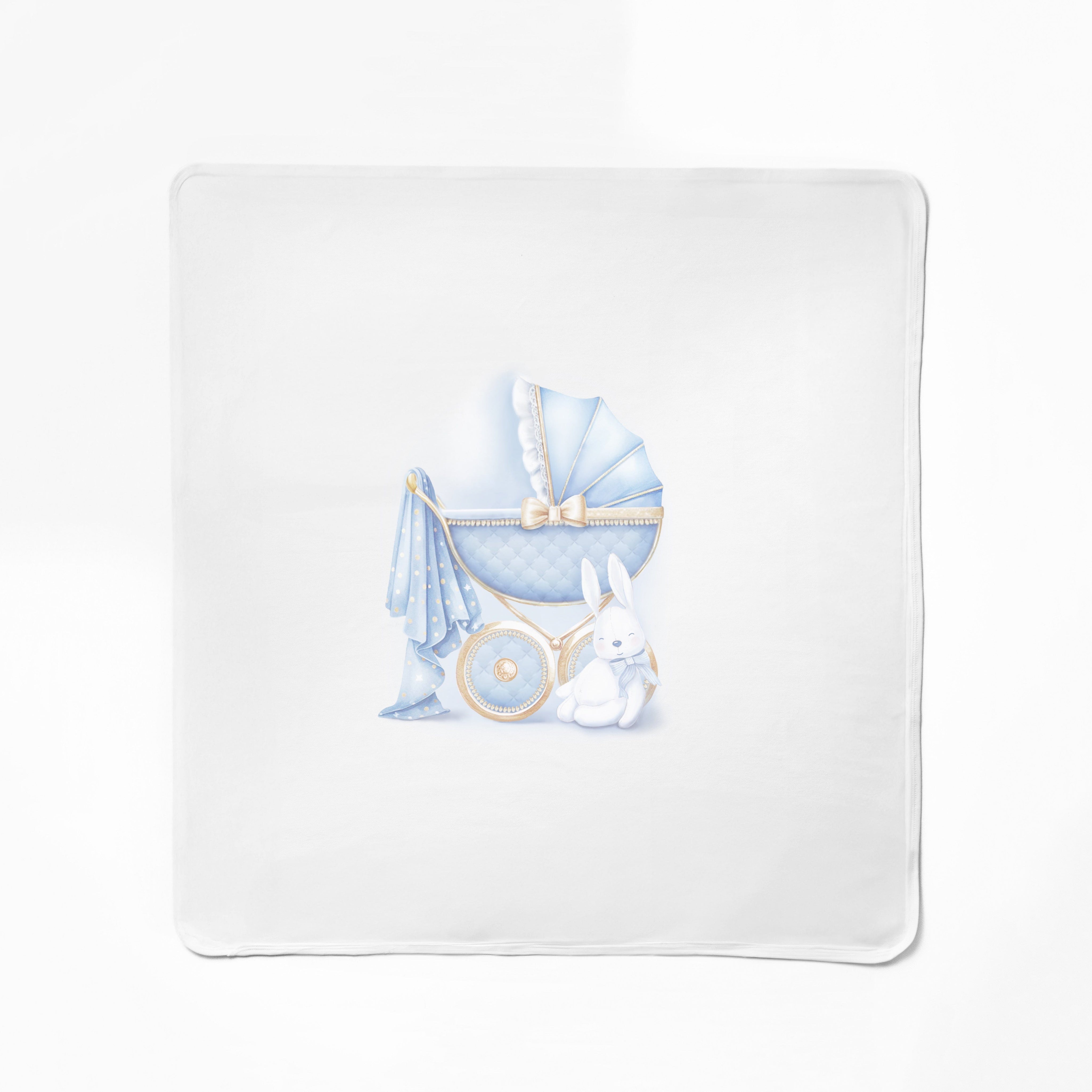 FIRST BABY - Pram Swaddle Blanket - Blue