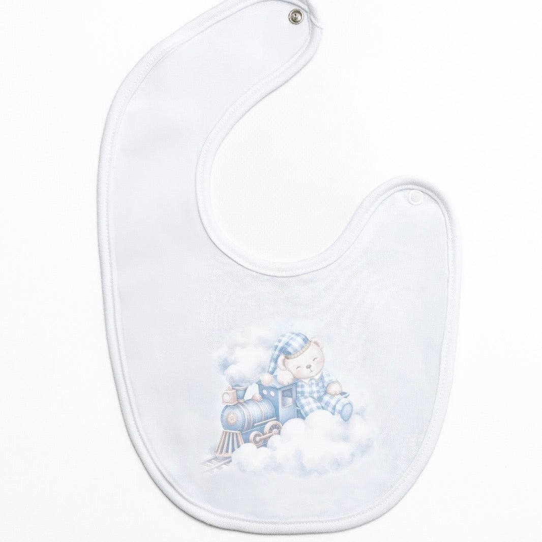 FIRST BABY - Train Bib  - Blue