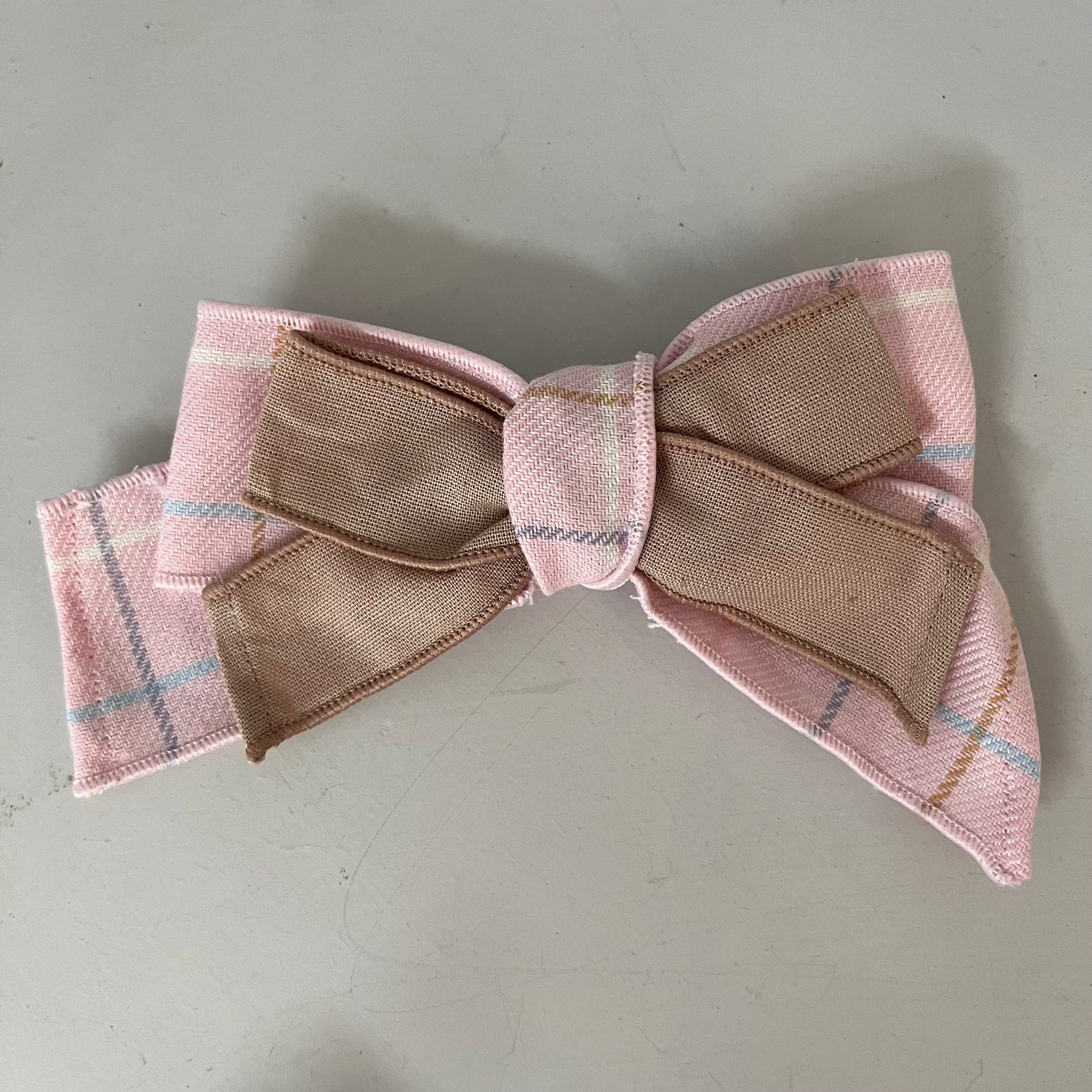 BABINE -Check Bow Clip - Pink