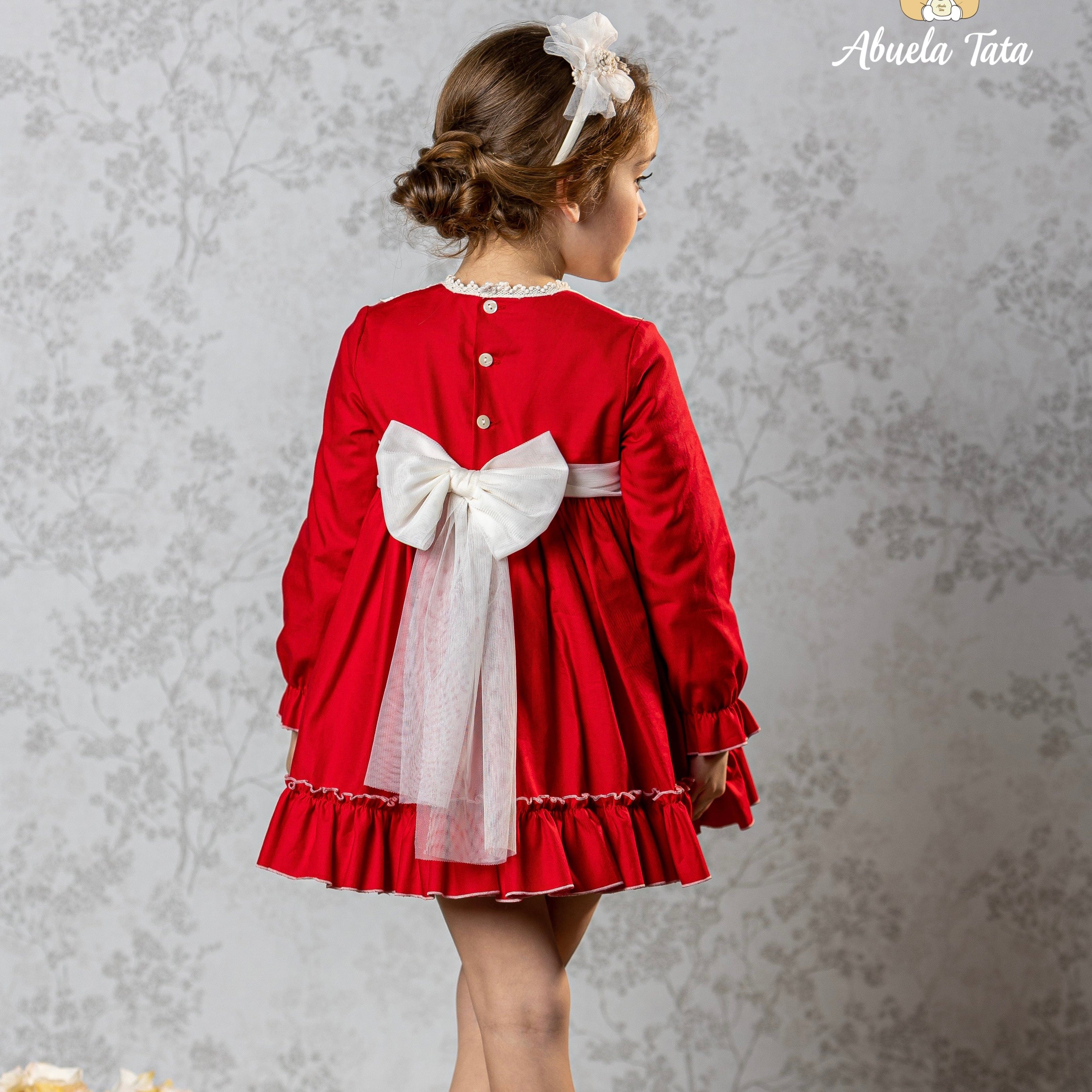 ABUELA TATA - Christmas Puffball Dress & Hairband - Red