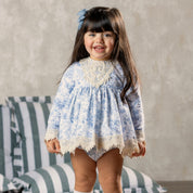 ABUELA TATA - Alice Baby Dress & Bonnet - Blue