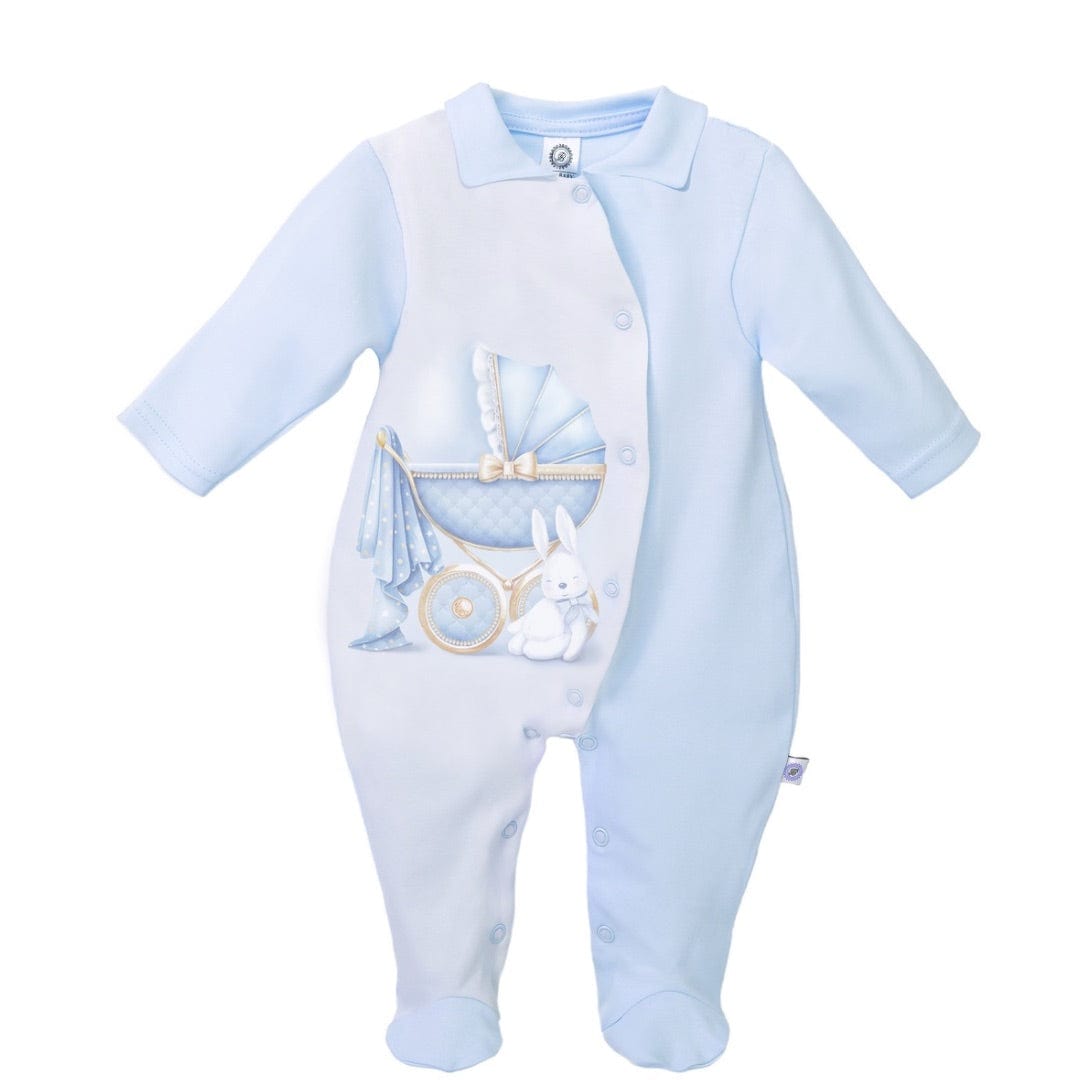 FIRST BABY - Pram Babygrow With Collar - Blue