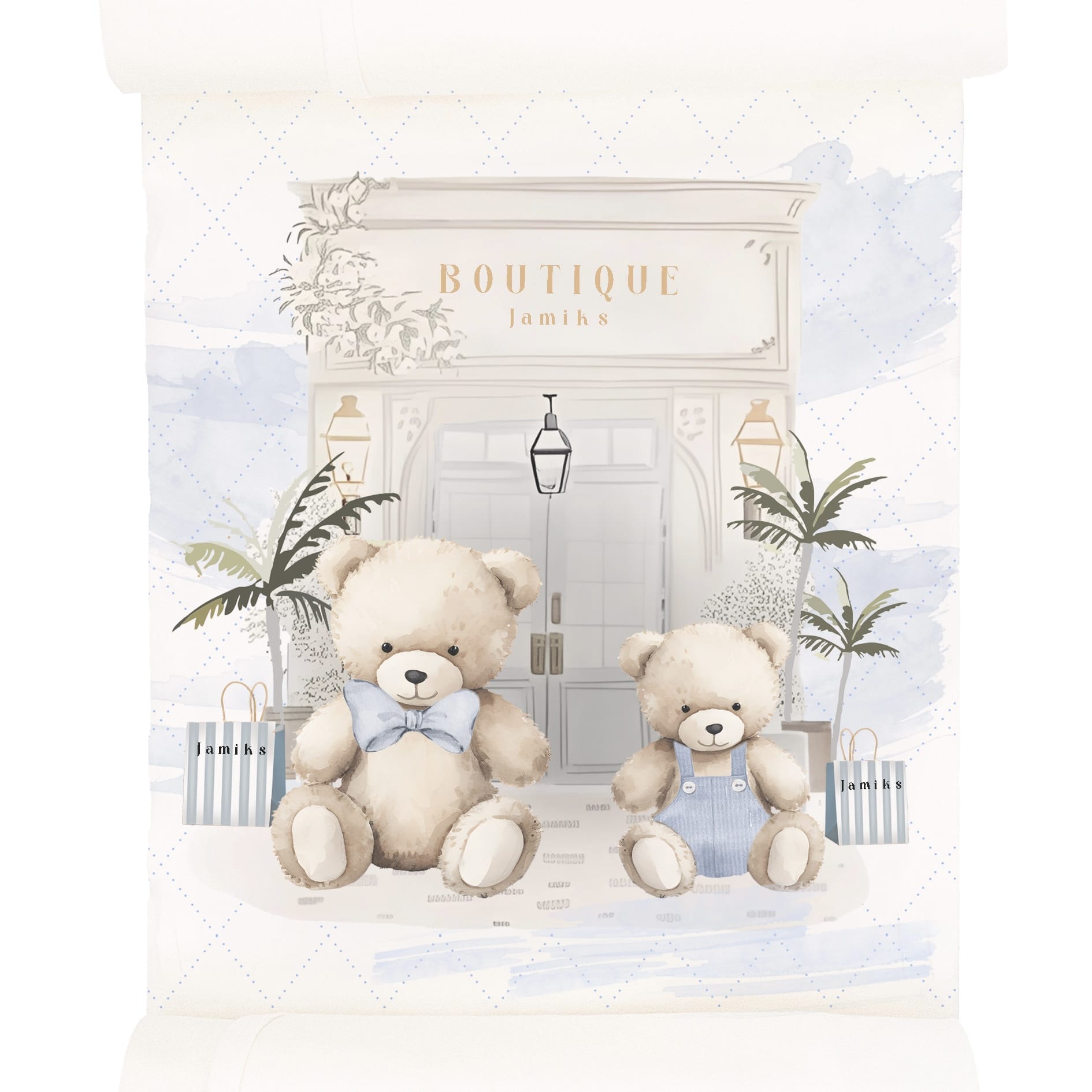 JAMIKS - Cotton Bubuva Bear Swaddle - Blue