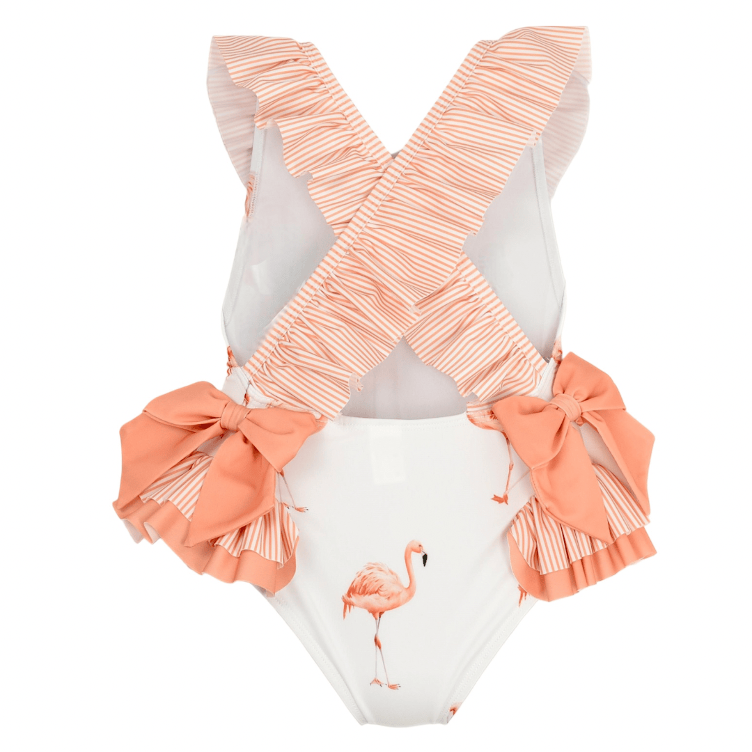 MEIA PATA -  Flamingos Print Barbados Swimsuit - Peach