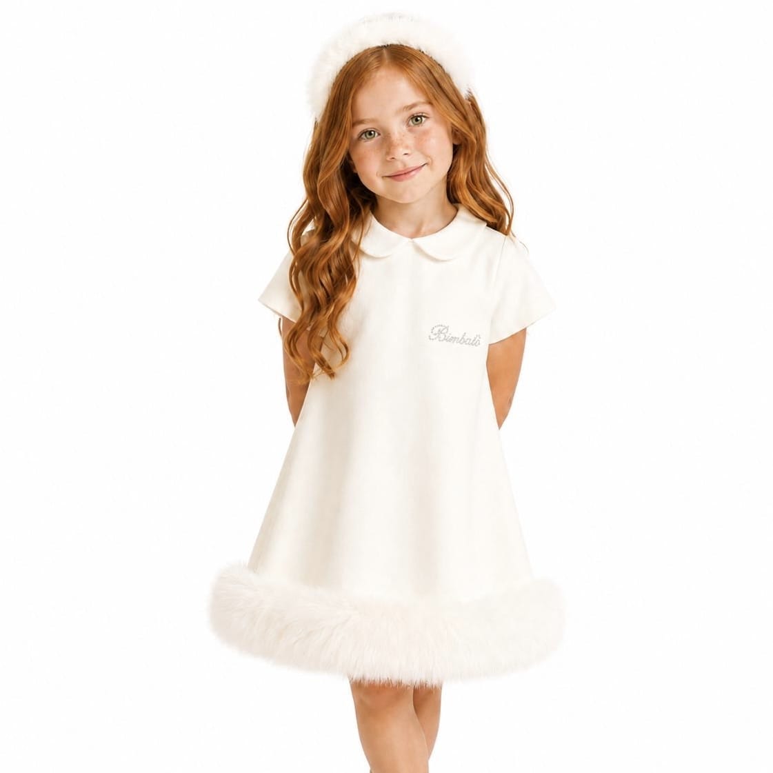 Bimbalo - Fur Peter Pan Collar Dress - Cream