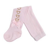 LITTLE A - Bear Hugs Gladys Diamante Bear Tights - Baby Pink