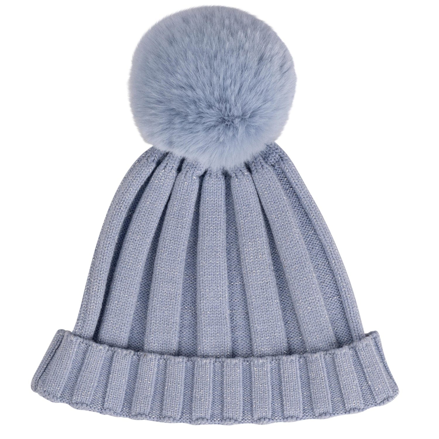 A DEE - A Dee On Ice Paola Knitted Lurex Pom Pom Hat - Iced Blue