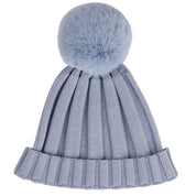 A DEE - A Dee On Ice Paola Knitted Lurex Pom Pom Hat - Iced Blue