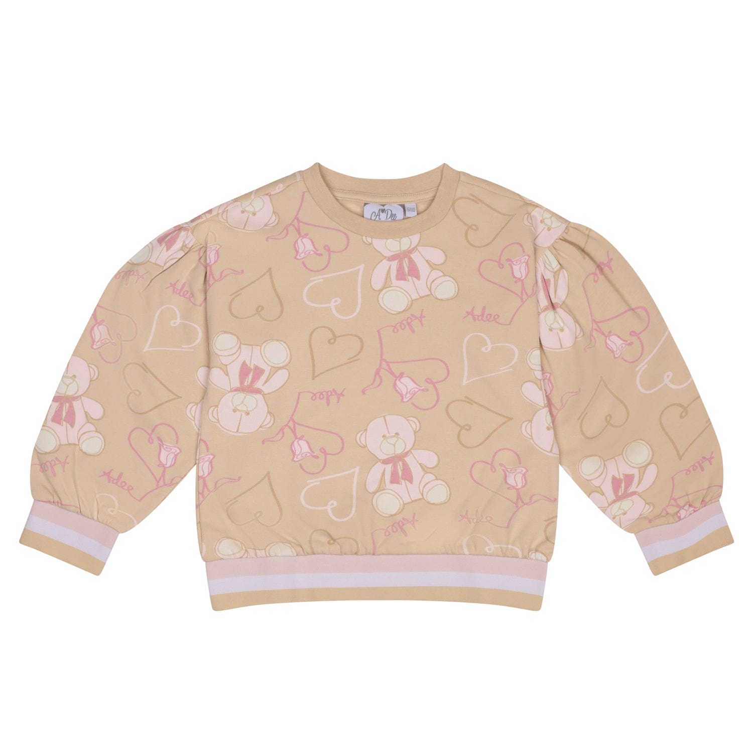 A DEE - Abstract Teddy Sienna Teddy Print Flare Tracksuit - Beige