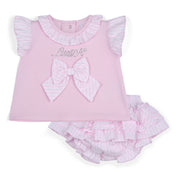 LITTLE A - Avery Seersucker Jam Pant Set - Pink Blossom