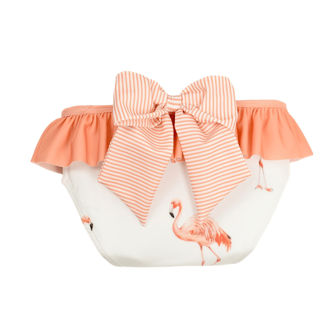 MEIA PATA -  Flamingos Print Bikini Bottoms - Peach