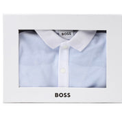 HUGO BOSS - Velour Collar Babygrow -  Blue