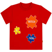 MITCH & SON -Vale & Vinny Primary Puzzles Swim Shorts & Tshirt - Red