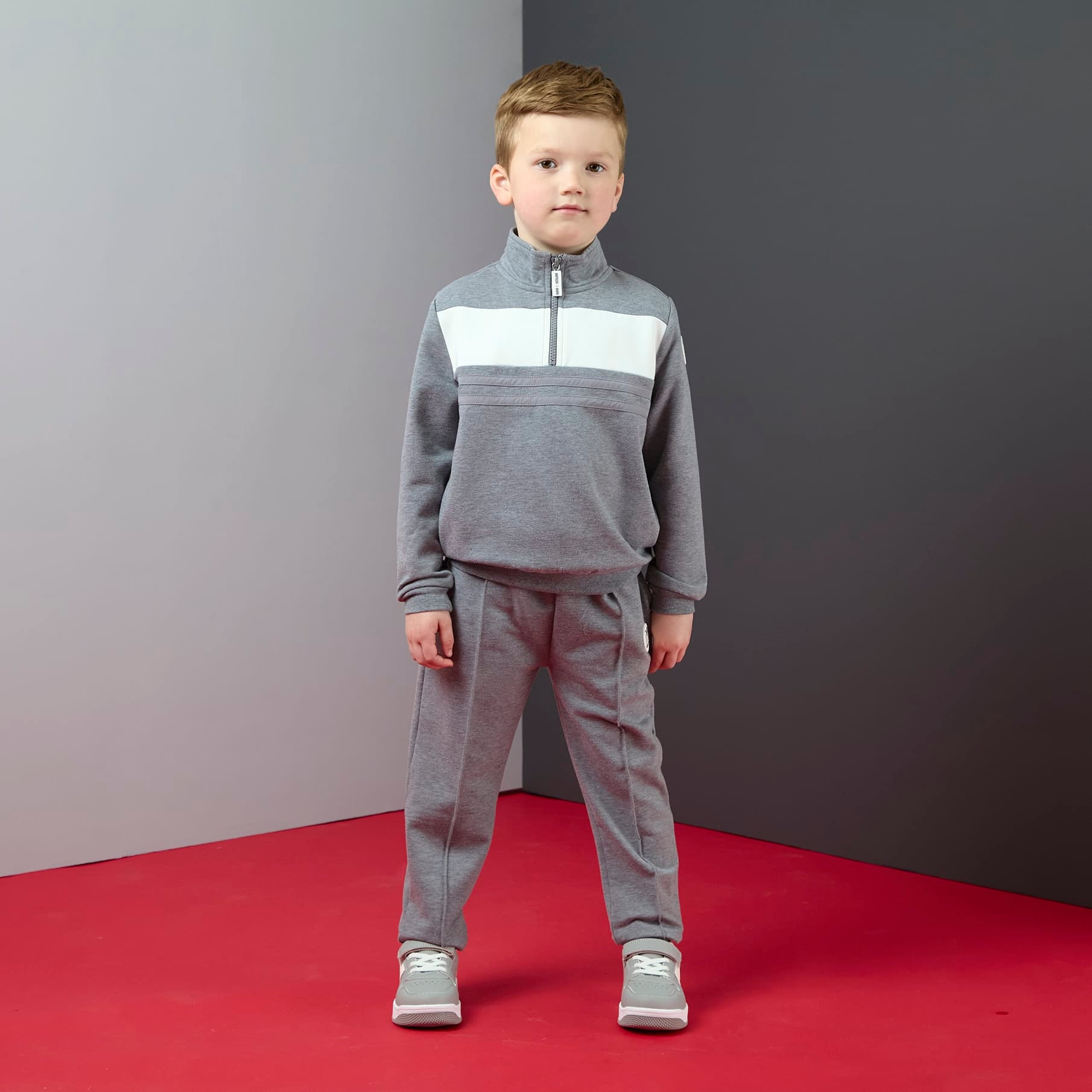 MITCH & SON - Dynamic Grey Tyler - Quarter Zip Tracksuit - Grey Marl