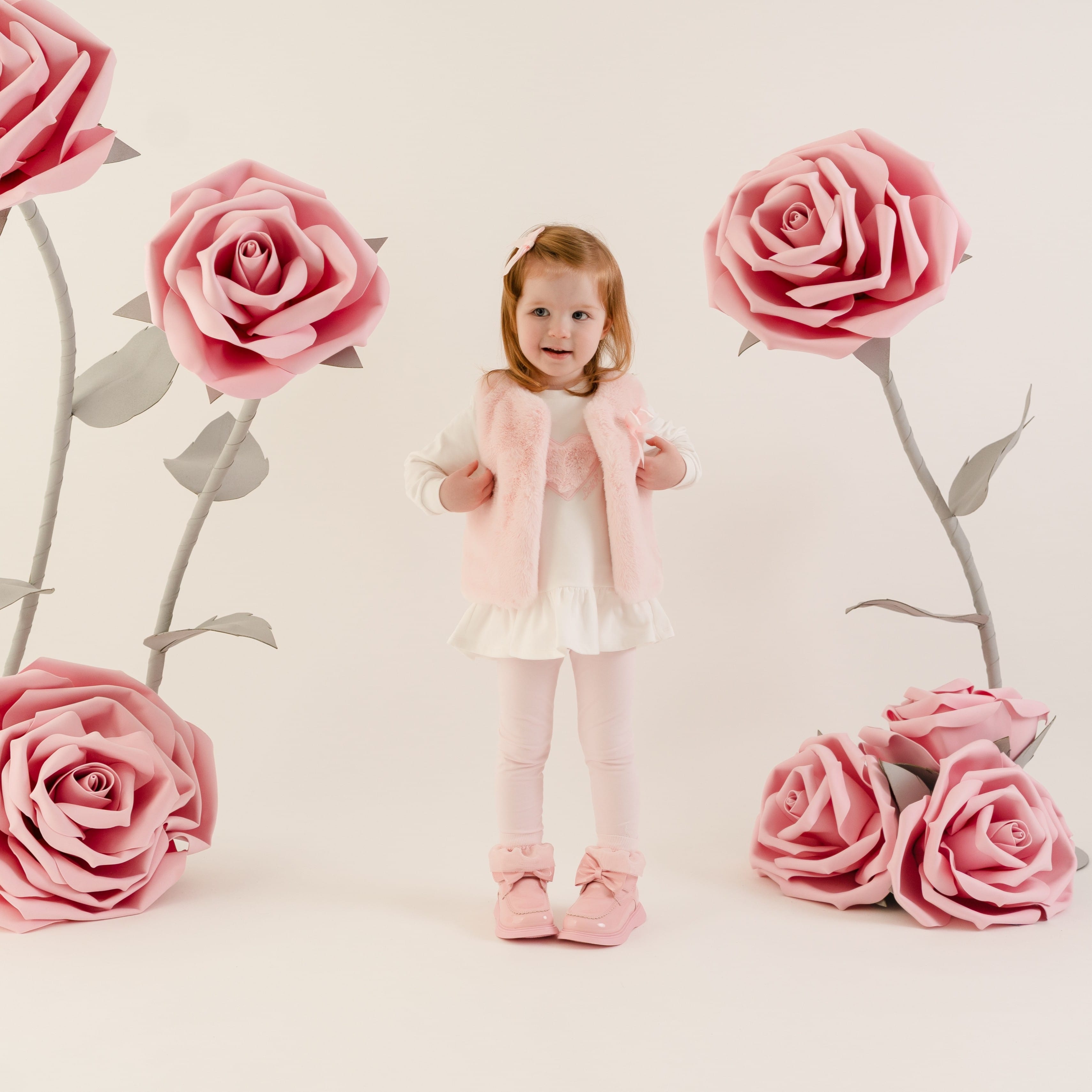 LITTLE A - Little Bloom Dani Fur Gilet - Pale Pink