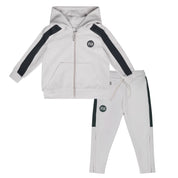 MITCH & SON - Calvin - Christopher Three Piece Poly Zipper Tracksuit  & T Shirt - Stone Grey