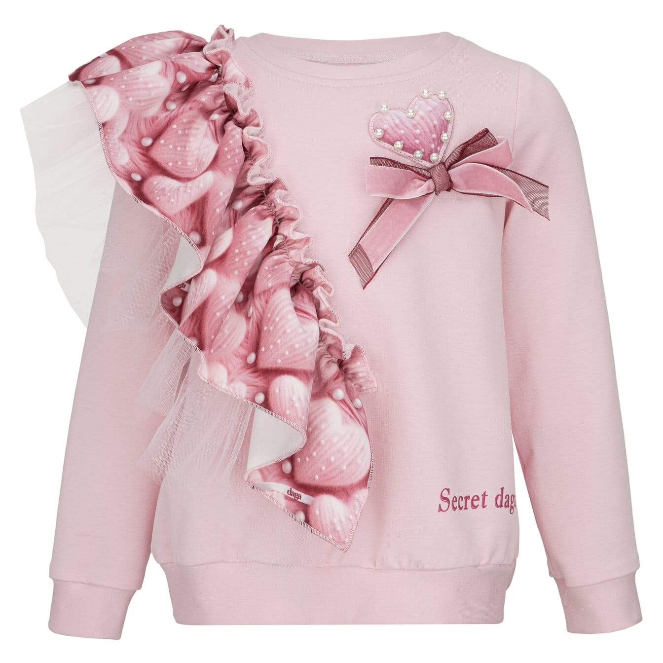 Daga - Love Storey Sweatshirt Two Piece Skirt Set - Pink