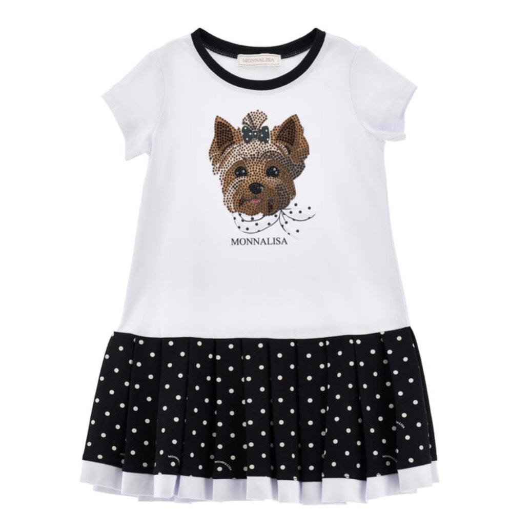 MONNALISA - Yorkshire Terrier  Jersey Dress - White