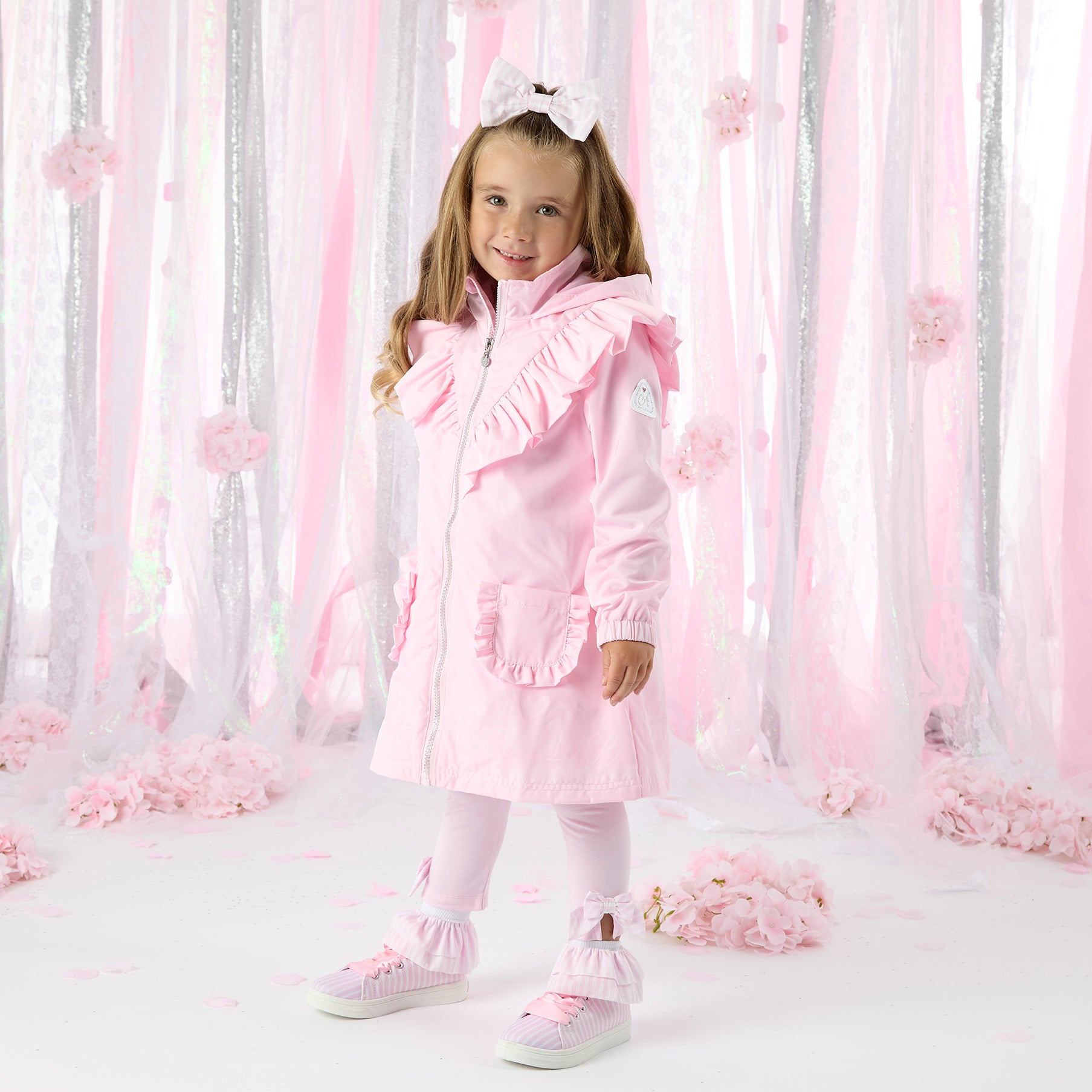 A DEE - Celine Heavenly Hydrangea Frill Jacket With Logo - Pink Blossom