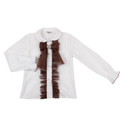 NAXOS - Tweed Four Piece Skirt Set With Chocolate Brown Trim - Cream