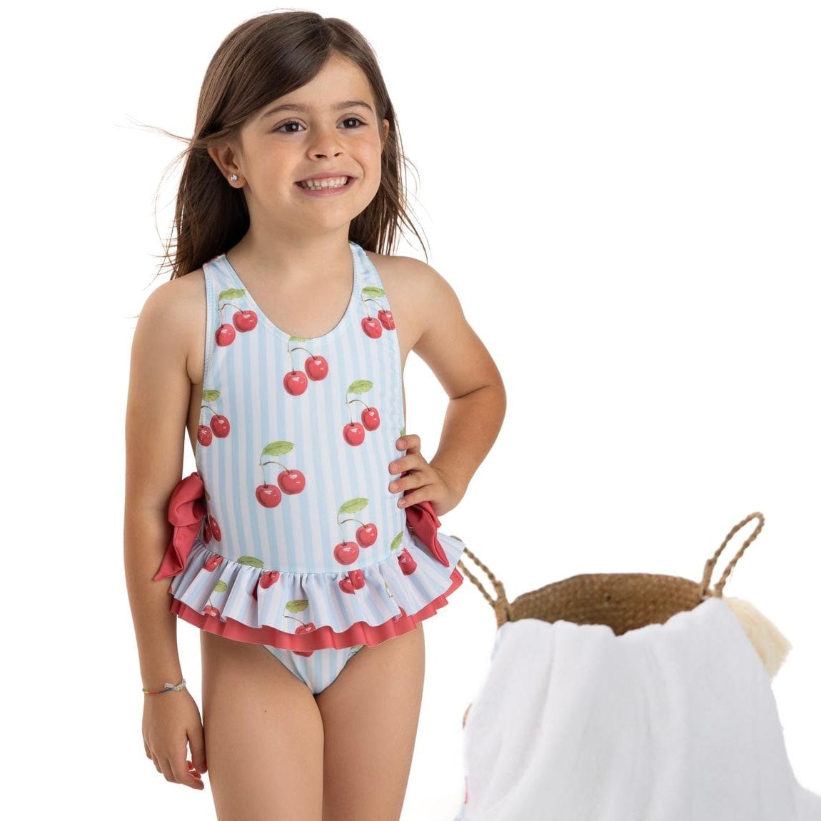 MEIA PATA - Cherry Print Acapulco Swimsuit - Blue Jo