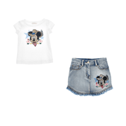 MONNALISA - Minnie Denim Skirt Set - Blue