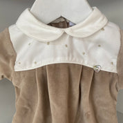 Coccode - Embroidered Bib Babygrow - Cappuccino