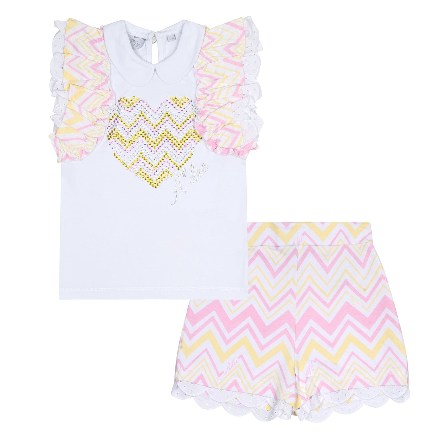 A DEE - Lia Chic Chevron Short Set - White