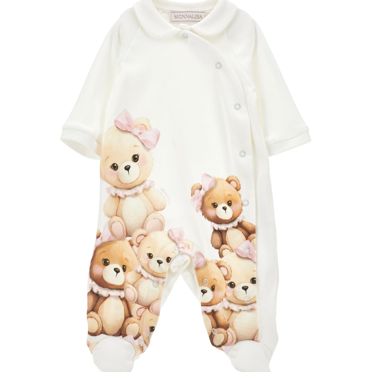 MONNALISA - Teddy Print  Babygrow  - Pink