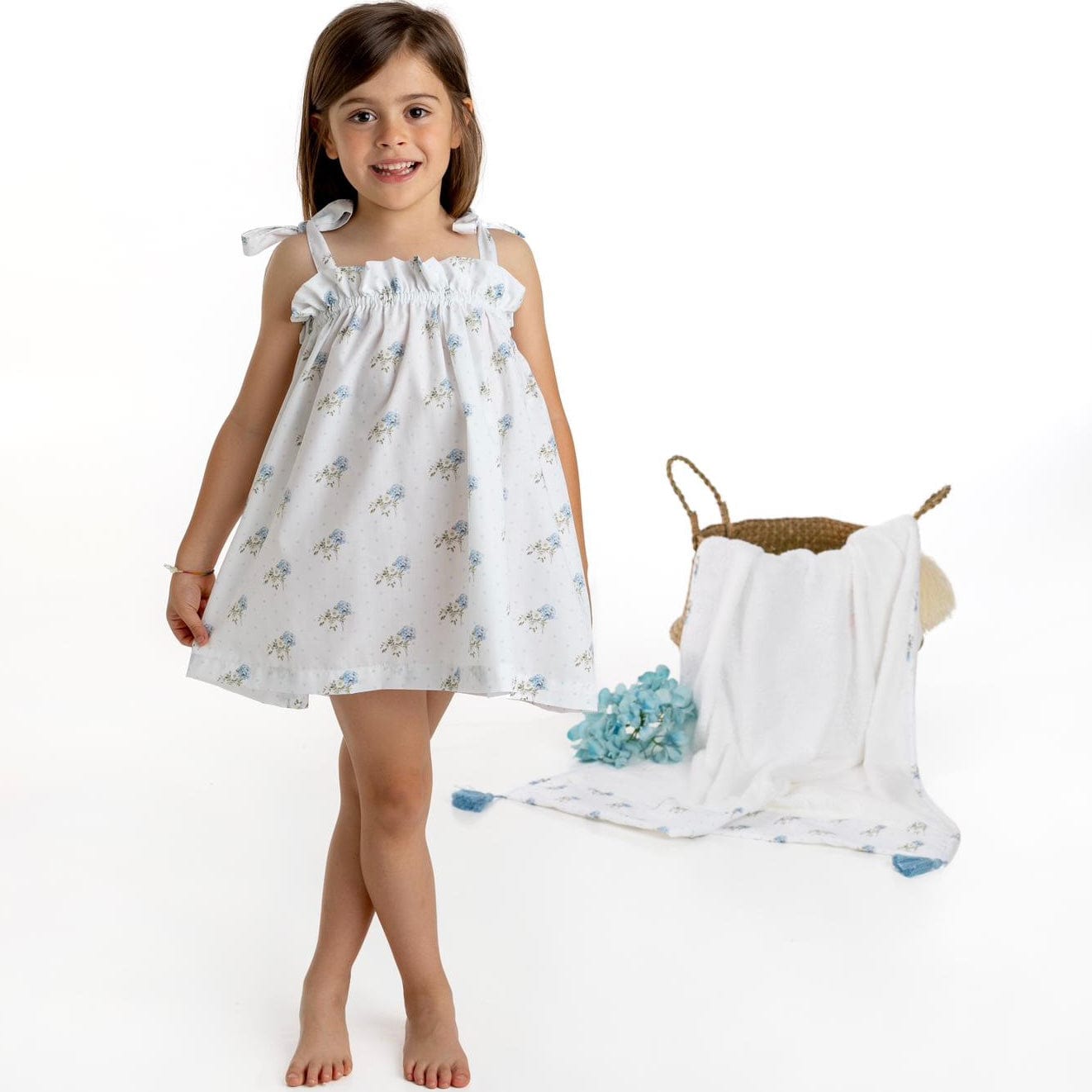 MEIA PATA - Flowers Beach Dress - Blue