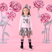 A DEE - Winter Bloom Adriana Houndstooth Drop Waist Dress - Pale Pink