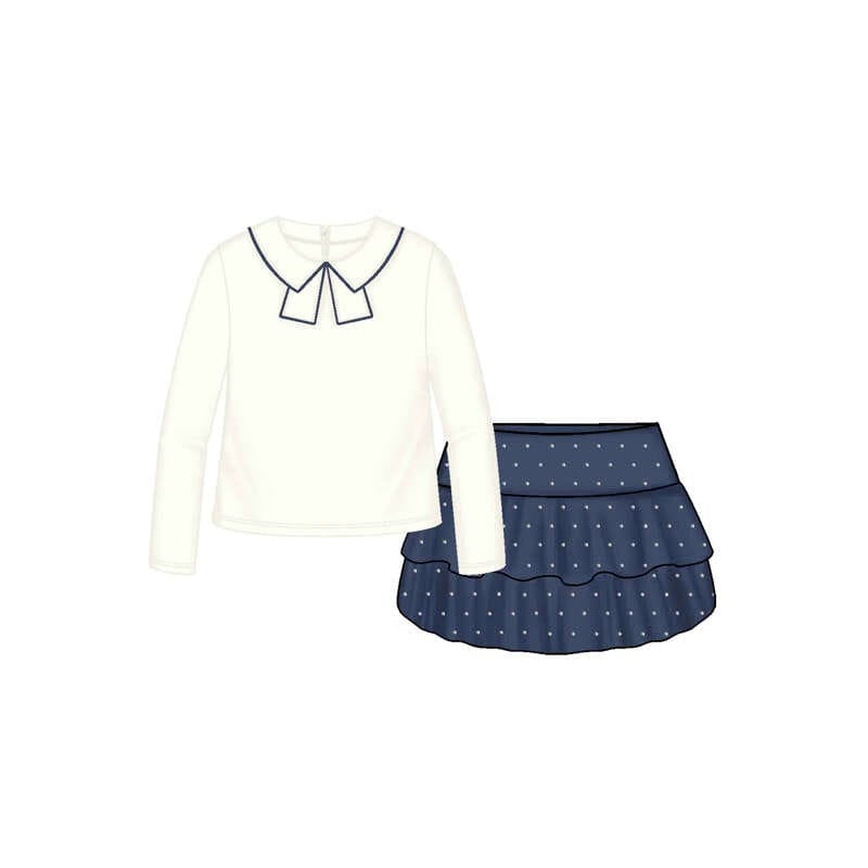 MAYORAL - Velvet Skirt Set - Navy