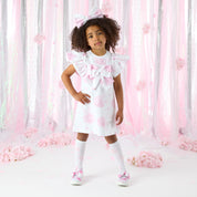 A DEE - Cali Heavenly Hydrangea Sweat Dress With Large Bow - Bright White