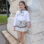 NAXOS - Tweed Four Piece Skirt Set With Black Trim - Cream