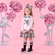 A DEE - Winter Bloom Adriana Houndstooth Drop Waist Dress - Pale Pink