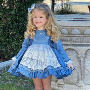 LA AMAPOLA - Matilda Puffball Dress - Blue