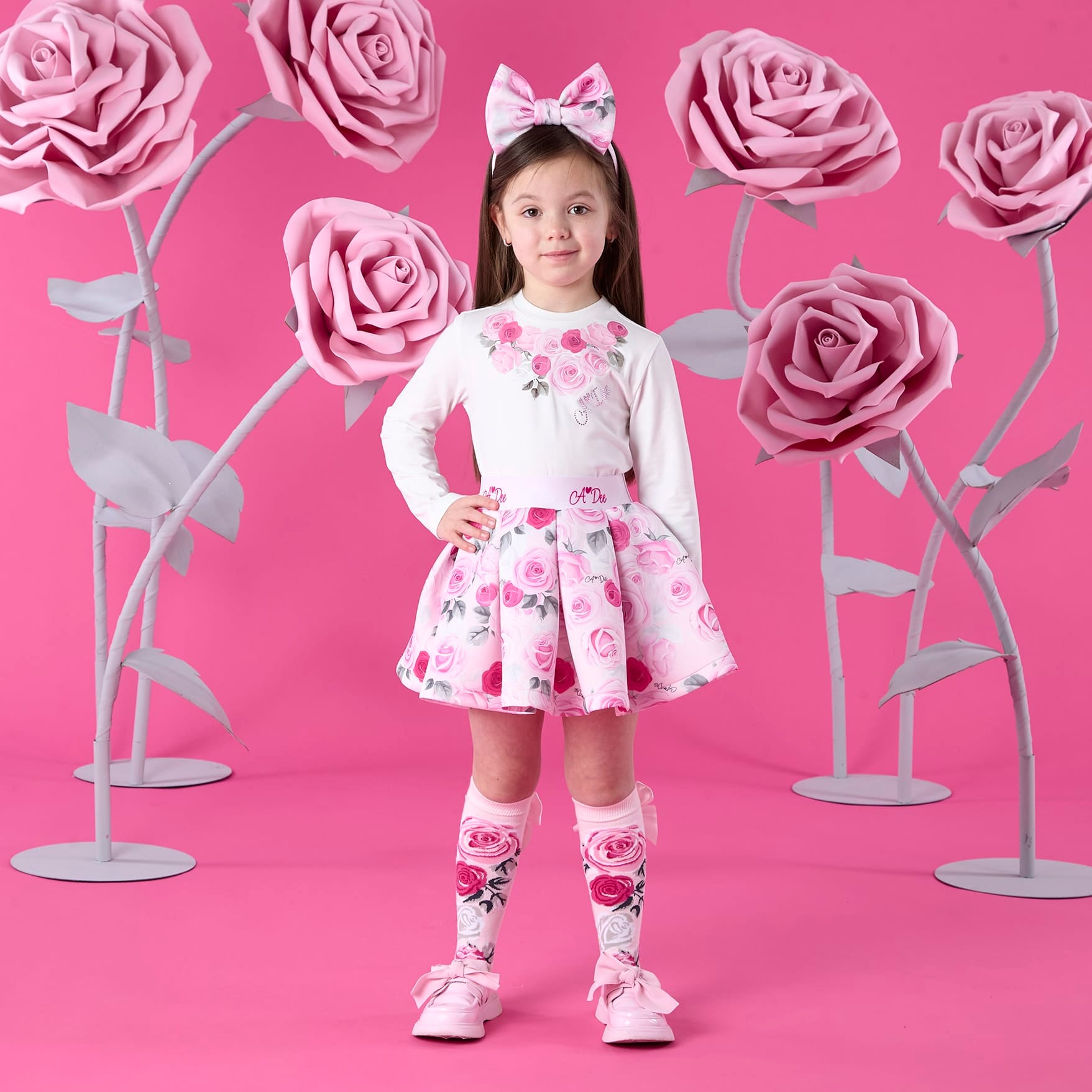 A DEE - Winter Bloom Ariella Rose Print Skirt Set - Snow White