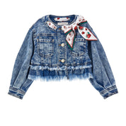 MONNALISA - Strawberry Denim Jacket - Blue