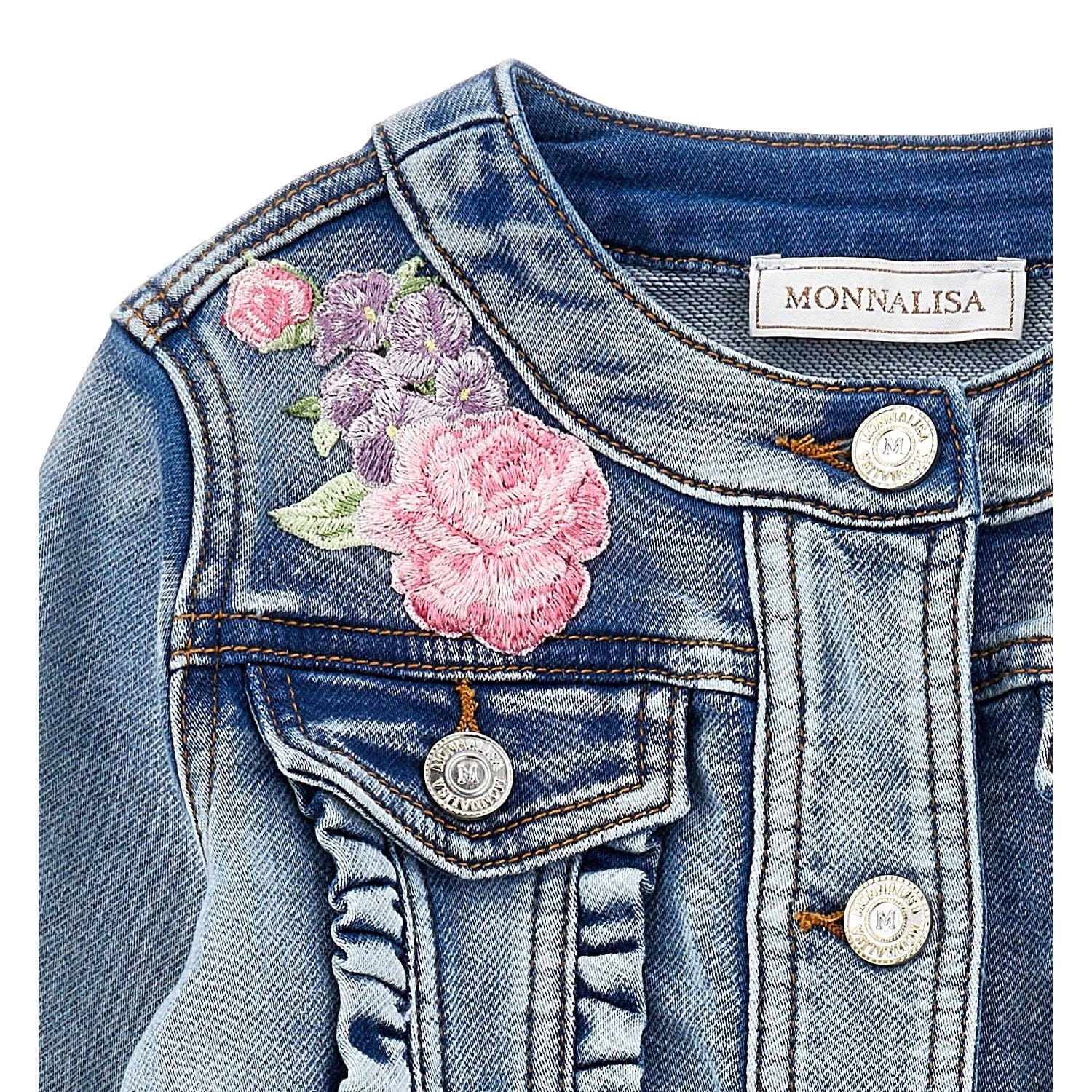 MONNALISA -  Rose Denim Jacket - Blue